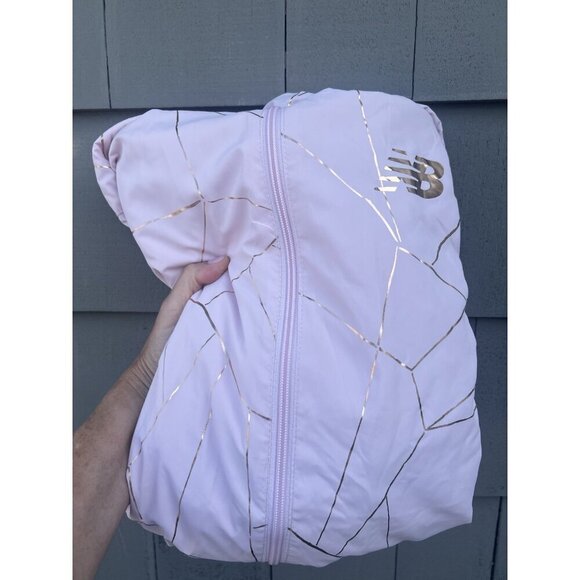 NWT New Balance pink rose gold crackle hooded zip jacket 1X lined mesh - Picture 2 of 12